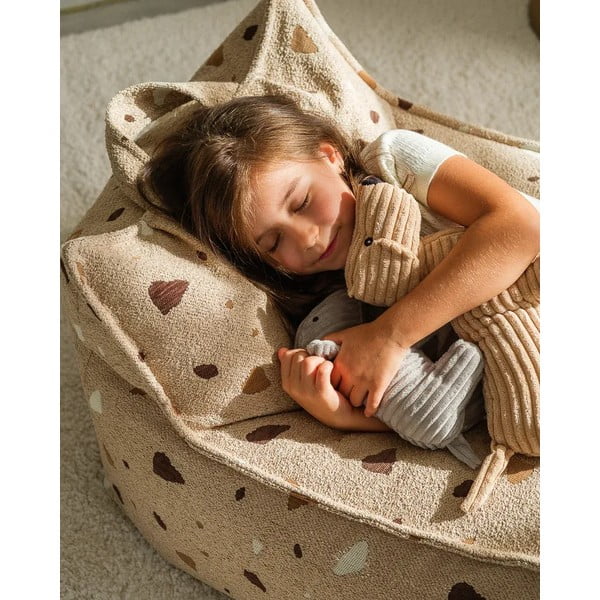 Világosbarna buklé-zsenília gyerek babzsákfotel Terrazzo Chair – Wigiwama-image-4