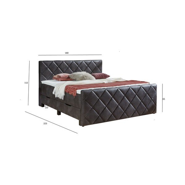 Fekete ágyneműtartós boxspring ágy 180x200 cm Chester – Rojaplast-image-4
