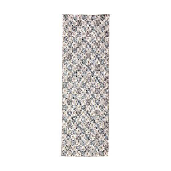 Kék mosható pamutkeverék futószőnyeg 80x230 cm Muted Checkerboard – Flair Rugs