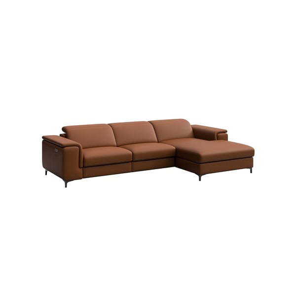 Konyakbarna bőr sarokkanapé (jobb oldali) Brito – MESONICA-image-2