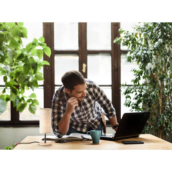 Fekete-natúr színű asztali lámpa textil búrával (magasság 30 cm) Kira – Fischer & Honsel-image-1