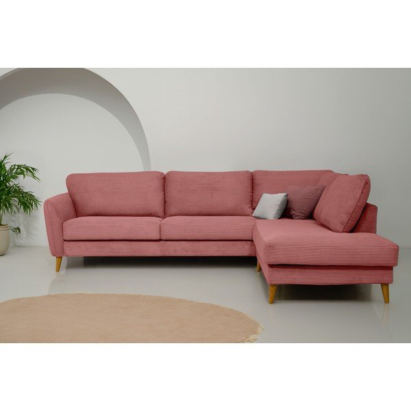 Rózsaszín kordbársony sarokkanapé (jobb oldali) Paris – Scandic-image-1