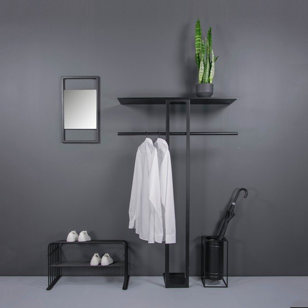 Fekete acél fali fogas polccal 100 cm Luno Large – Spinder Design-image-4