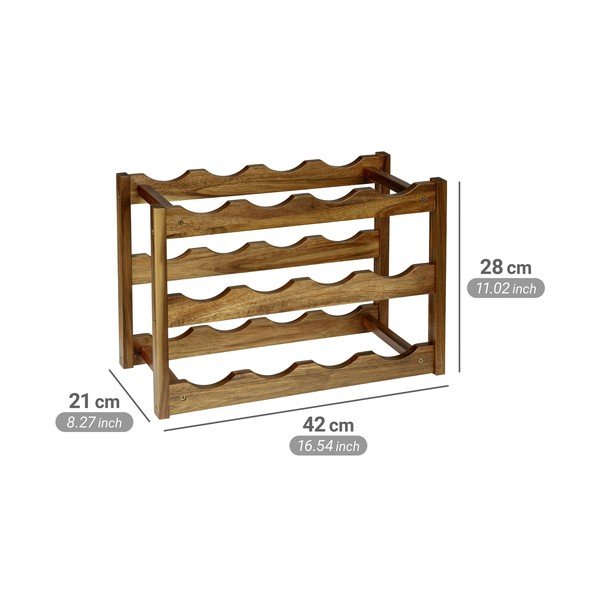 Natúr színű akácfa bortartó polcos állvány, palackok száma 12 42x28x21 cm Fondi – Wenko-image-2