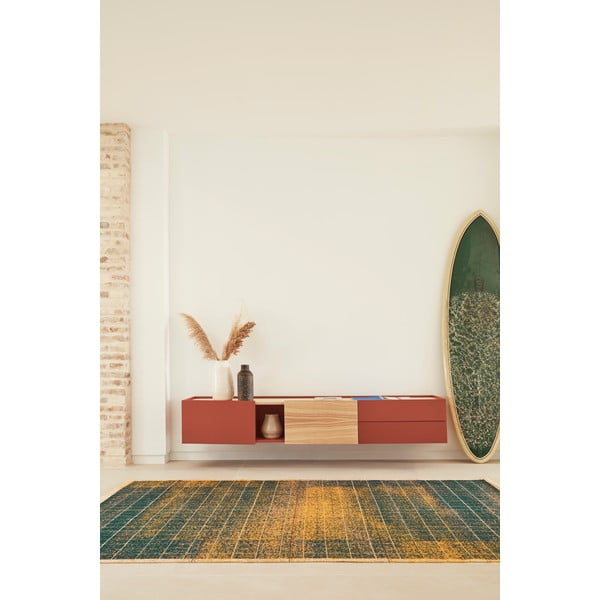 Téglavörös-natúr színű TV-állvány tölgyfa dekorral 180x45 cm Otto – Teulat-image-1