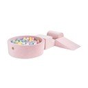 Rózsaszín bársony habszivacs játszótér 4 db-os magasság 30 cm 225x90 cm Montessori – Meowbaby