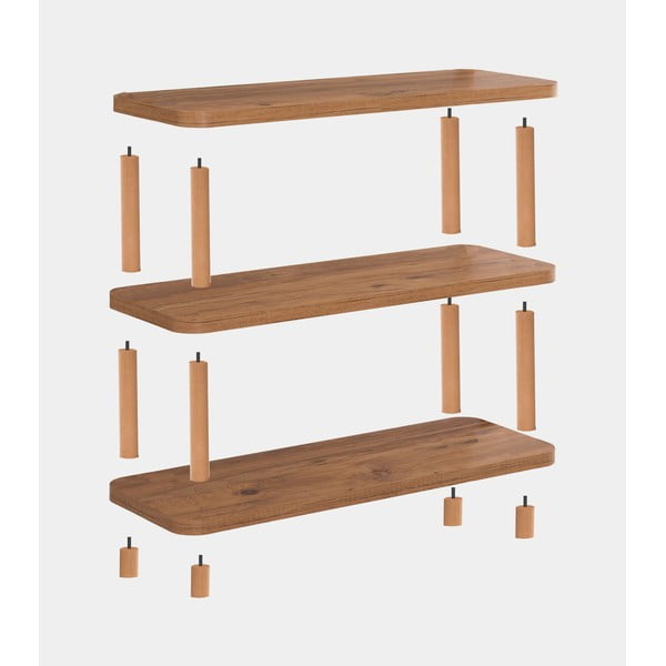 Natúr színű könyvespolc borovi fenyő dekorral 80x75 cm Step – Kalune Design-image-2