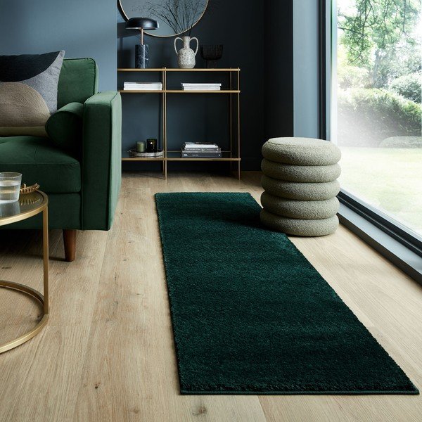 Sötétzöld futószőnyeg újrahasznosított szálakból 60x230 cm Sheen – Flair Rugs-image-1