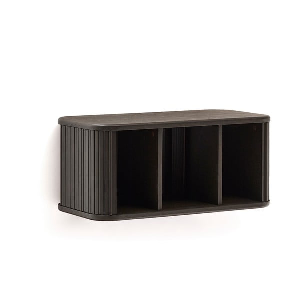 Sötétbarna fali mosdó alatti szekrény kőrisfa dekorral 90x40 cm Mailen – Kave Home-image-4