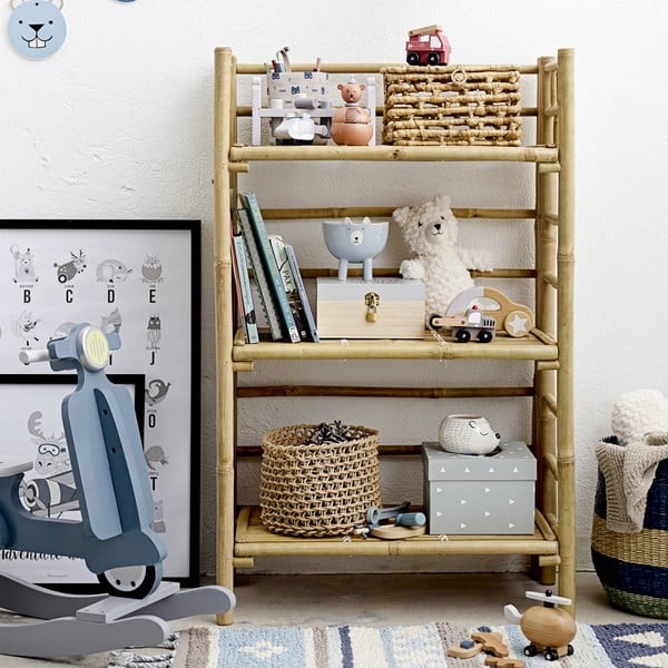 Natúr színű bambusz gyerek könyvespolc 66x105 cm Zep – Bloomingville Mini-image-1