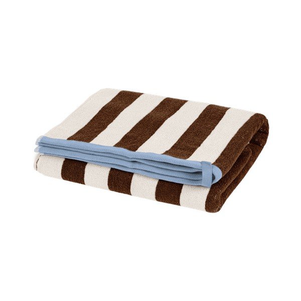 Barna-krémszínű frottír pamut fürdőlepedő 70x140 cm Gobo – noo.ma