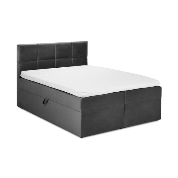 Sötétszürke boxspring ágy tárolóhellyel 200x200 cm Mimicry – Mazzini Beds