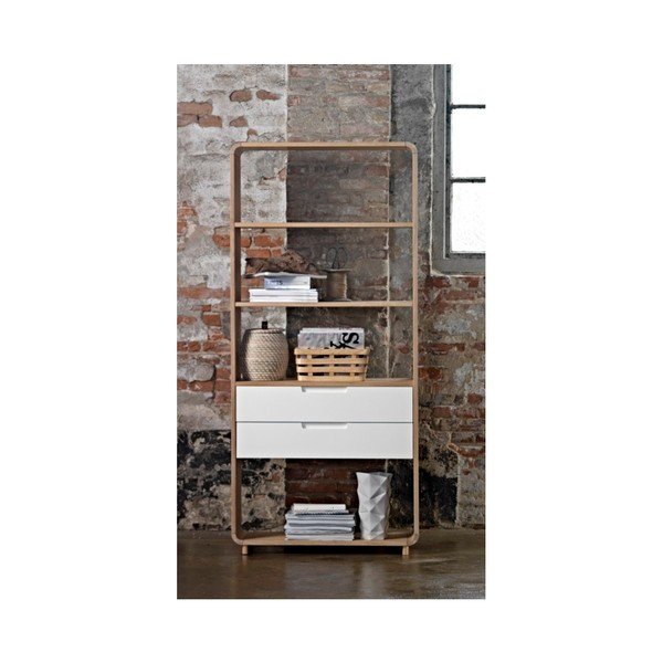 Amalfi fehér tölgyfa könyvespolc - Unique Furniture-image-1