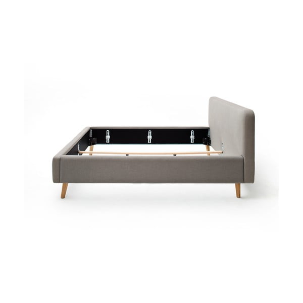 Szürkésbarna kárpitozott franciaágy ágyrács nélkül 140x200 cm Mattis – Meise Möbel-image-3