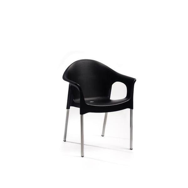 Fekete műanyag kerti szék Lisa - Rojaplast