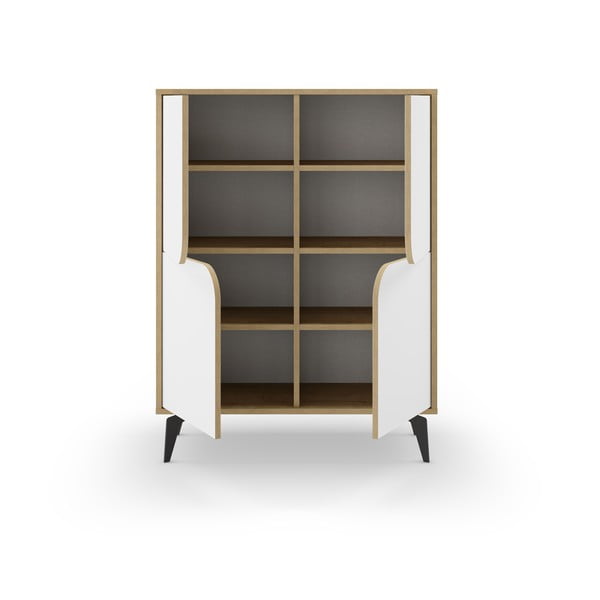 Fehér-natúr színű szekrény tölgyfa dekorral 90x120 cm Nola – Marckeric-image-4