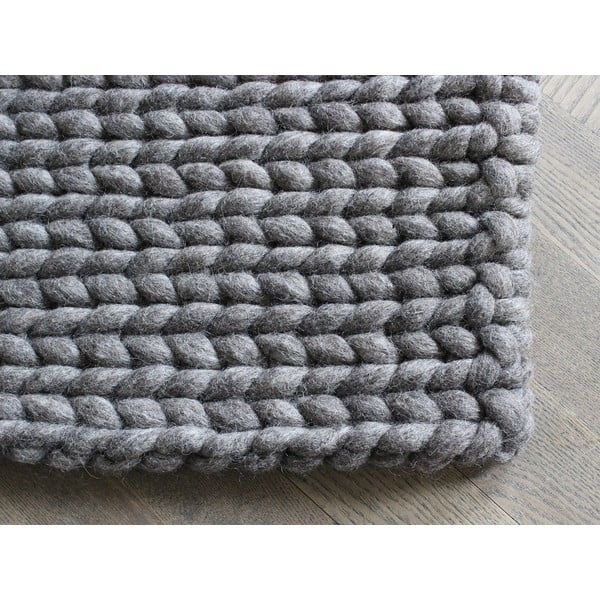 Braided Rugs dióbarna kötött gyapjúszőnyeg, 170 x 240 cm - Wooldot-image-1