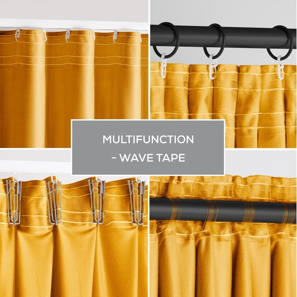 Sárga bársony dimout (részleges sötétítő) függöny 140x270 cm Pleat – Restilo-image-1