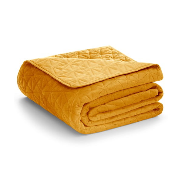 Sárga bársony steppelt ágytakaró 260x280 cm Laila – AmeliaHome