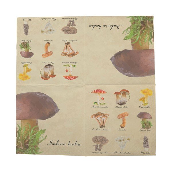 Mushroom színes papírszalvéta szett, 2 x 20 db - Esschert Design-image-1