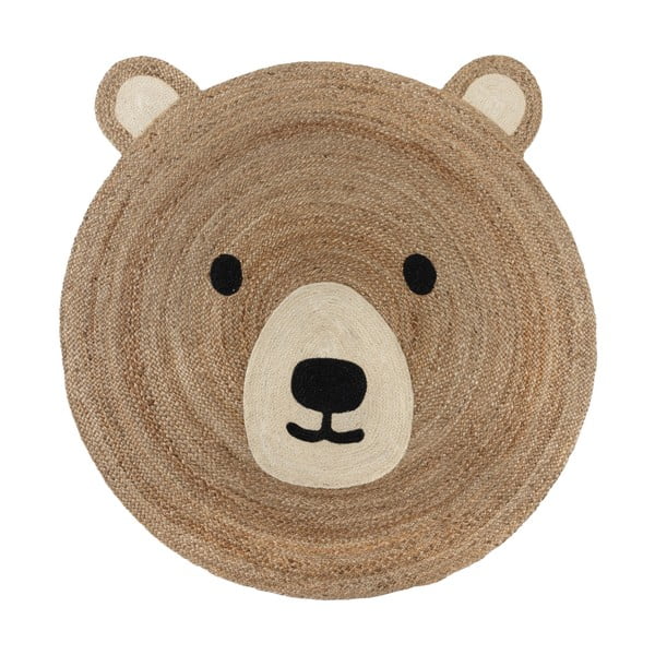 Natúr színű juta gyerek szőnyeg 100x100 cm Bertie Bear – Flair Rugs