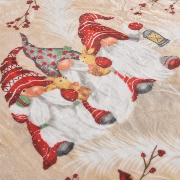 Krémszínű mikroplüss takaró karácsonyi mintával 150x200 cm Goblin – My House-image-1