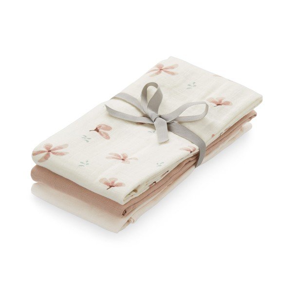 Bio pamut pelenka készlet 3 db-os 70x70 cm Windflower Creme, Dusty Rose, Powder – Cam Cam Copenhagen