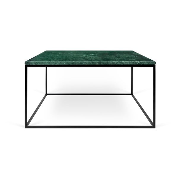 Gleam zöld márvány dohányzóasztal fekete lábakkal, 75 x 75 cm - TemaHome
