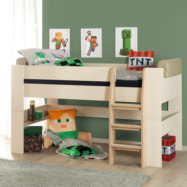 Bézs galéria gyerekágy ágyrács nélkül 90x200 cm Loft – Roba-image-3