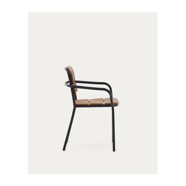 Fekete-barna tömörfa-fém kerti szék Algueret – Kave Home-image-1