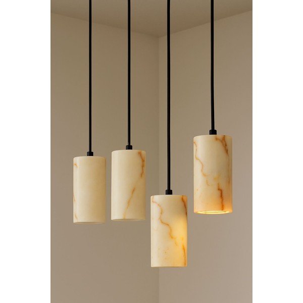 Krémszínű függőlámpa márvány búrával ø 6,5 cm Selma – Opviq lights-image-1