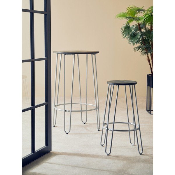 Ezüstszínű-natúr színű szilfa bárszék (ülésmagasság 75 cm) District – Premier Housewares-image-1