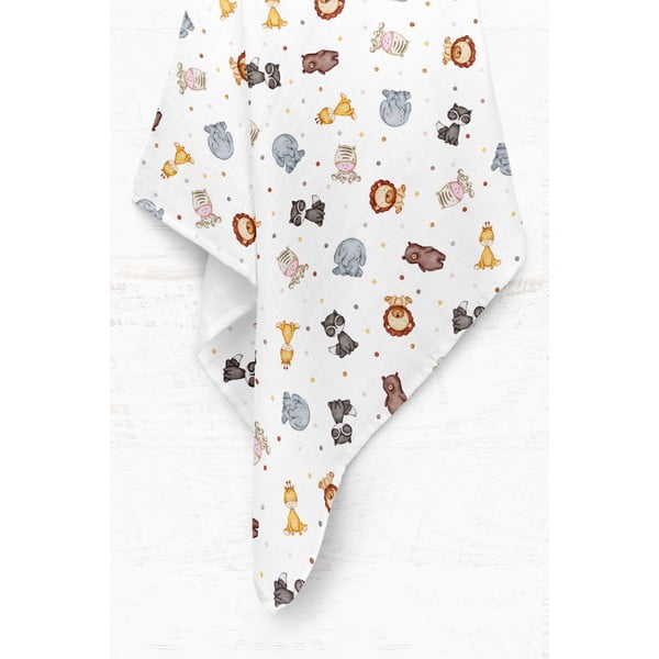 Fehér muszlin gyerek takaró 75x100 cm Zoo – Mijolnir-image-2