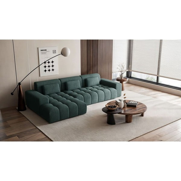 Kék zsenília sarokkanapé (bal oldali-heverő résszel) Chevi – Ghado-image-1