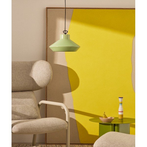 Világoszöld függőlámpa kerámia búrával ø 31 cm Portol – Kave Home-image-1