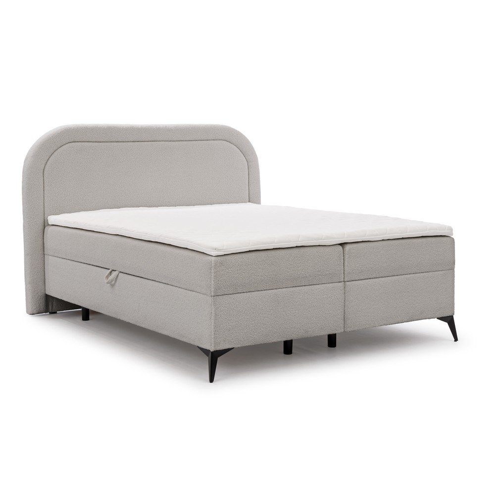 Világosszürke ágyneműtartós boxspring ágy 160x200 cm Ornes Ropez