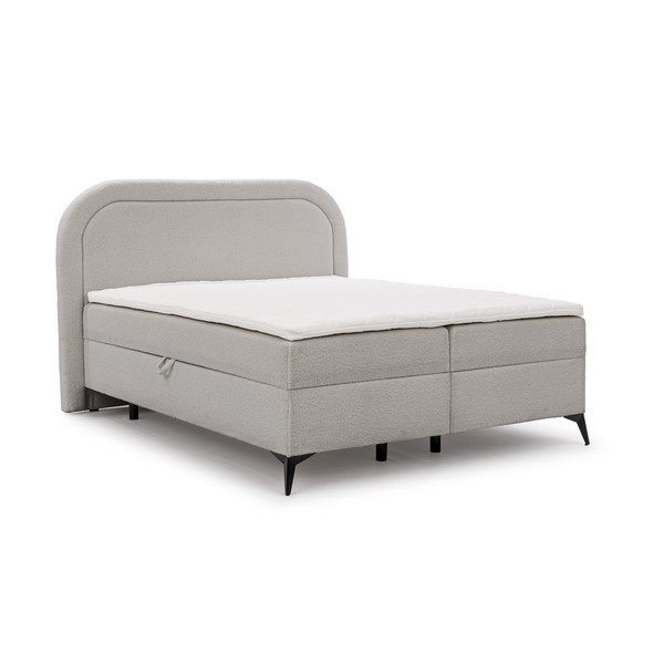 Világosszürke ágyneműtartós boxspring ágy 200x200 cm Ornes – Ropez