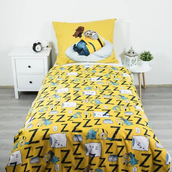Sárga-kék egyszemélyes pamut gyerek ágyneműhuzat 140x200 cm Mimoni Lazy Club – Jerry Fabrics-image-2