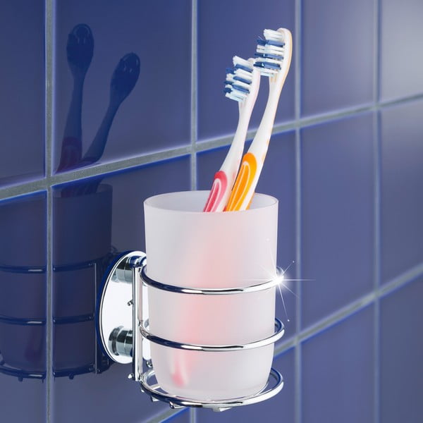Fehér öntapadós rozsdamentes acél fogkefetartó pohár – Wenko-image-1