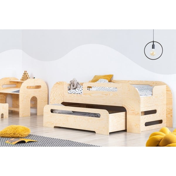 Natúr színű gyerekágy kihúzható pótággyal 80x200 cm AIKO – Adeko-image-2
