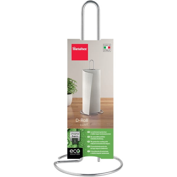 Fényes ezüstszínű acél papírtörlő tartó ø 14 cm Luxy – Metaltex-image-2