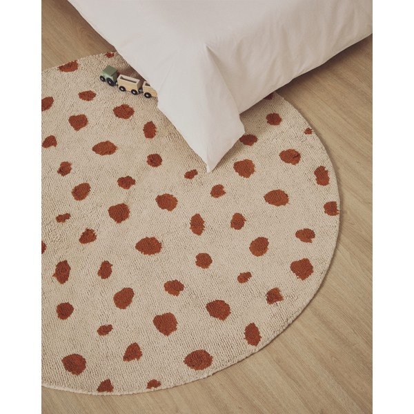 Krémszínű mosható-kézi szövésű pamut gyerek szőnyeg ø100 cm Tandani – Kave Home-image-1