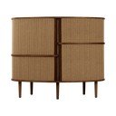 Barna-világosbarna szekrény tolóajtóval, tölgyfa dekorral 120x100x50 cm Audacious – UMAGE