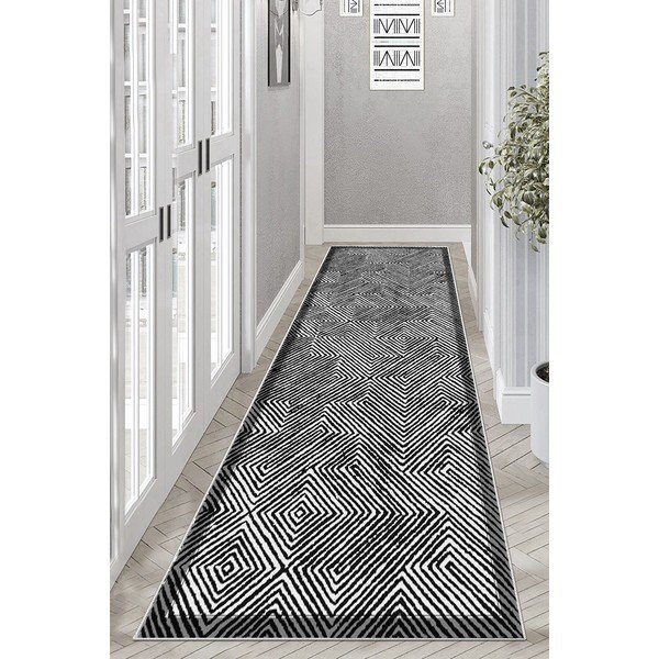 Fekete-fehér mosható futószőnyeg 80x200 cm Rimio – Vitaus-image-1