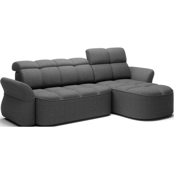 Sötétszürke bársony kinyitható-tárolóhelyes sarokkanapé (jobb oldali-heverő résszel) Beneth – ELTAP-image-2