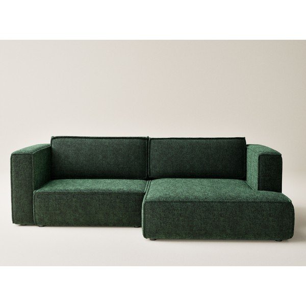Sötétzöld zsenília kinyitható-tárolóhelyes sarokkanapé (jobb oldali-heverő résszel) Velto – Maison de Rêve-image-2
