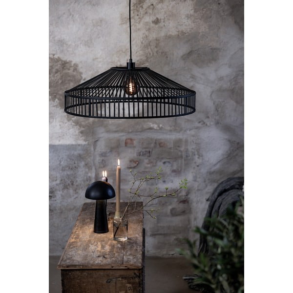 Fekete függőlámpa bambusz búrával ø 70 cm Tapa – Markslöjd-image-1