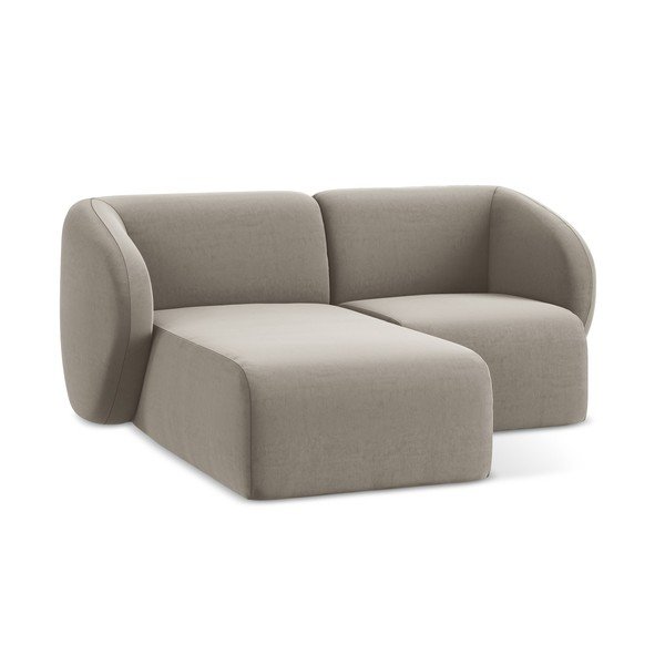 Világosbarna bársony sarokkanapé (bal oldali-heverő résszel) Lani – Makamii-image-4