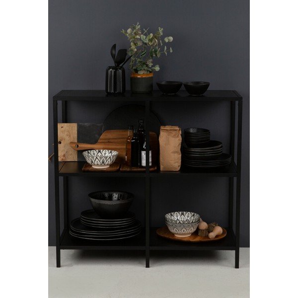 Lite fekete fém polc, szélesség 100 cm - Canett-image-1