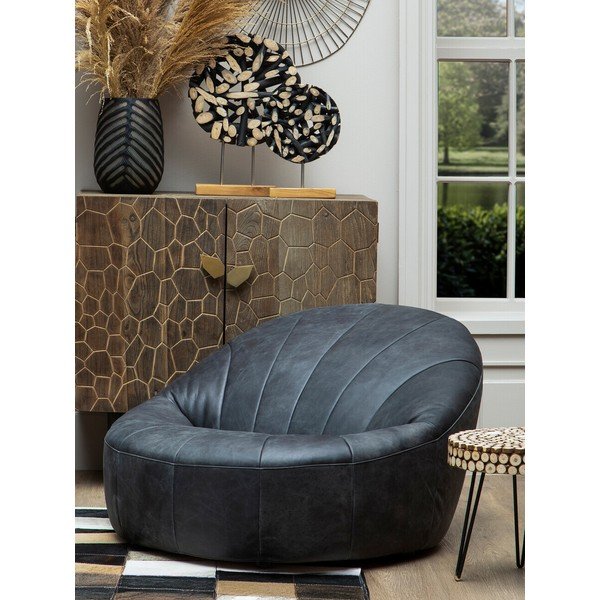 Fekete bőr fotel Hoxton – Premier Housewares-image-1